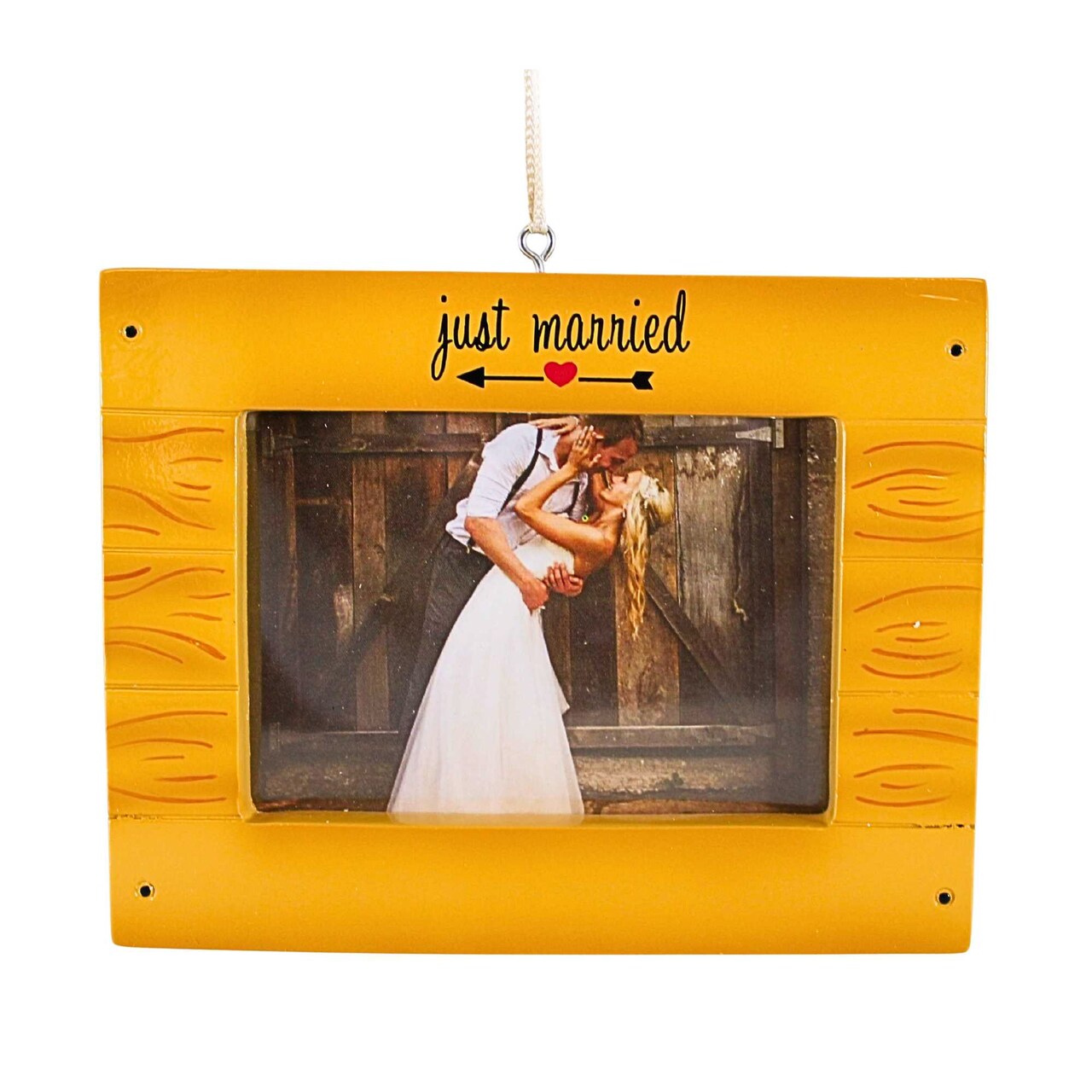 Polarx 3.5 Inch Rustic Wedding Picture Frame Ornament Christmas Tree Ornament , Christmas Decor Free Standing Love